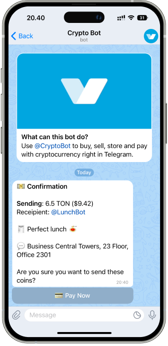 Crypto Bot withing Telegram app